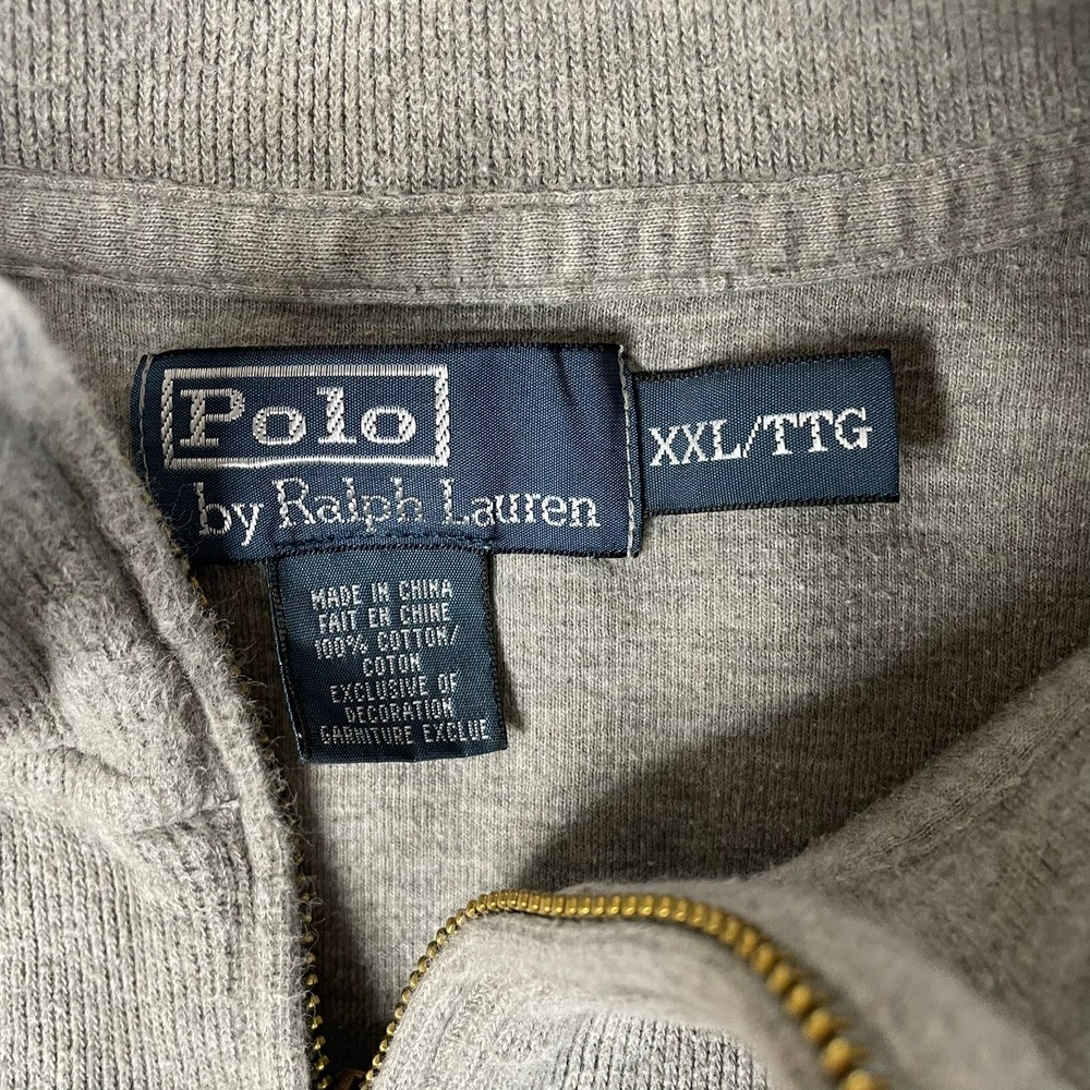 Polo Ralph Lauren Quarter Zip Pullover Mens XXL Gray Cotton Ribbed Knit Sweater - Picture 2 of 6